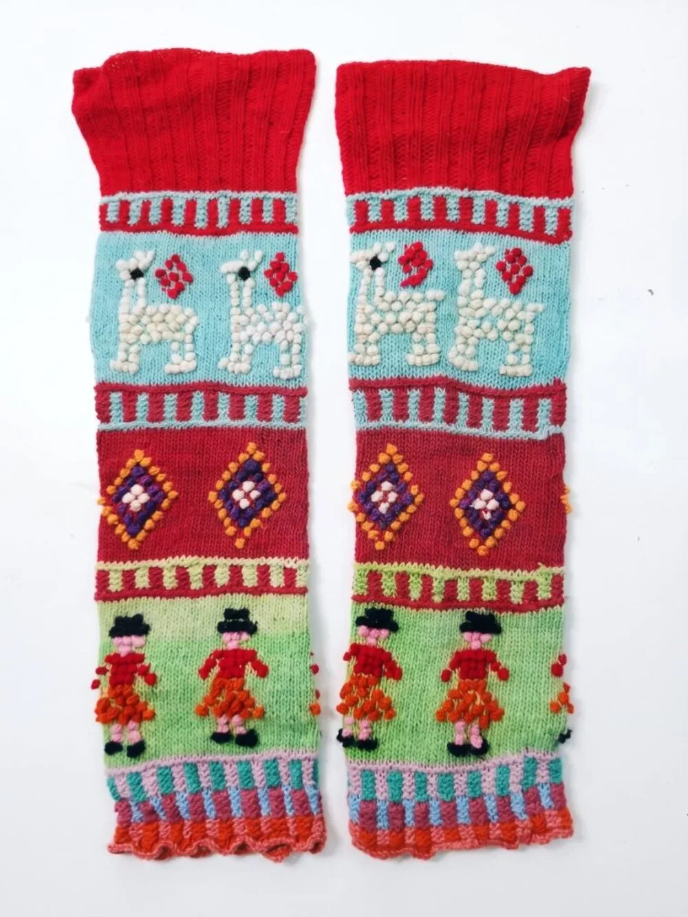Andean Hand-Knitted Leg Warmers with Alpaca Designs